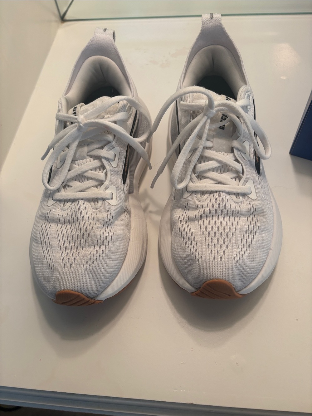Brooks White Sneakers with Black Logo and Gum Toe - Picture 4 of 5